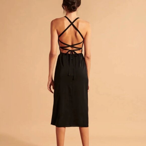 Abercrombie Ruched Lace-Up Back Midi Dress (BNWT) - Picture 3 of 6